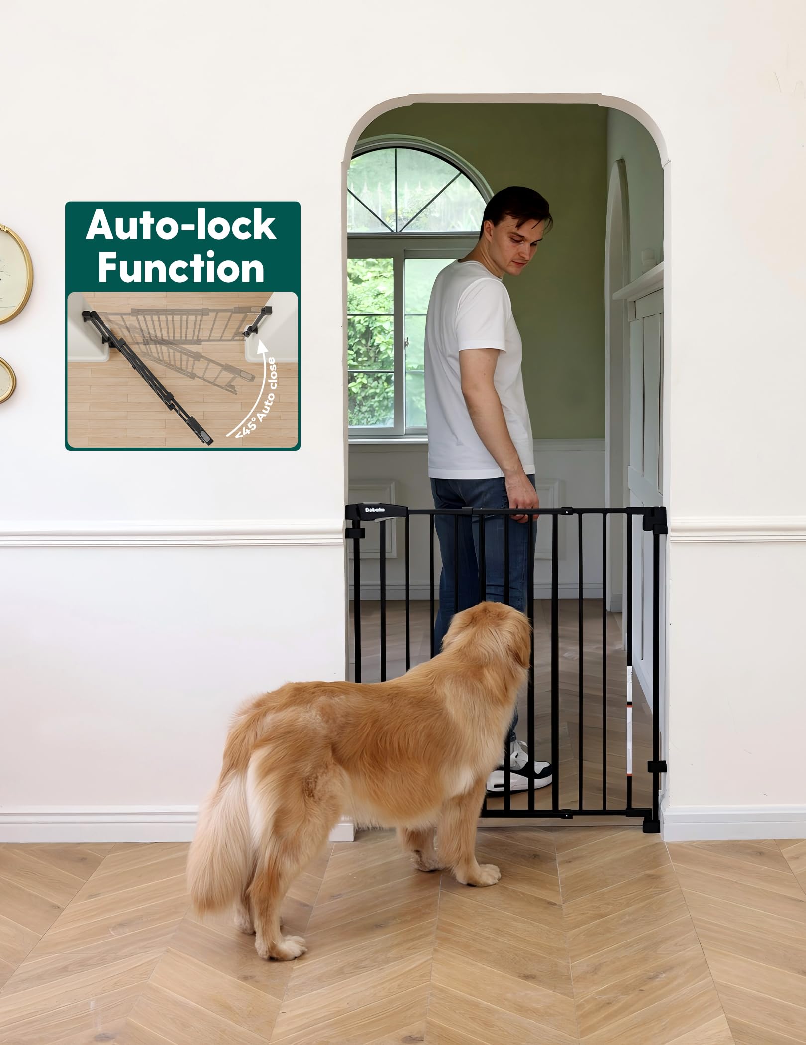 Babelio No Bottom Bar Baby Gate, Hardware Mounted (Drill Needed), Wide Walk-Thru for Stairs & Doorways (2 Pcs) - Image 5